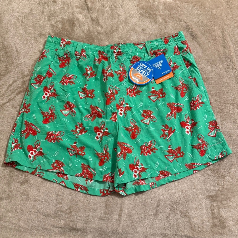 Columbia PFG Backcast III Water Shorts Mens XXL Green Lobster Christmas FM1107